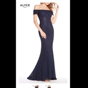 Alyce Paris Navy Beaded Gown